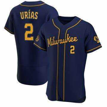 Men%27s Milwaukee Brewers #2 Luis Urias Navy Blue Stitched MLB Cool Base Nike Jersey->new york mets->MLB Jersey